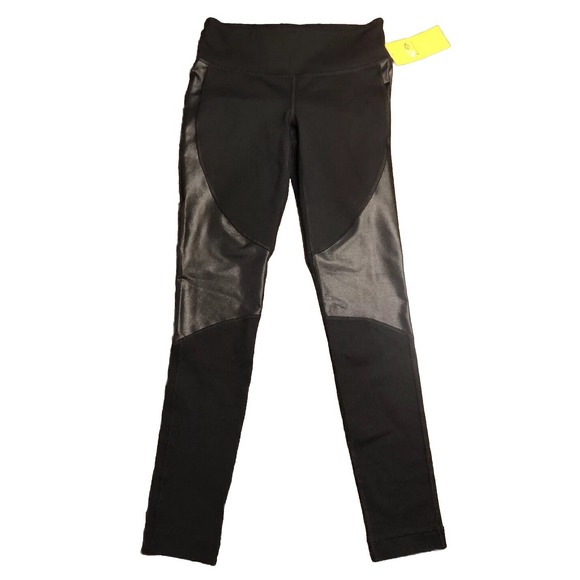 Champion Pants - Champion leggings Black faux leather Stretch Mesh size small Moto Athletic NWT
